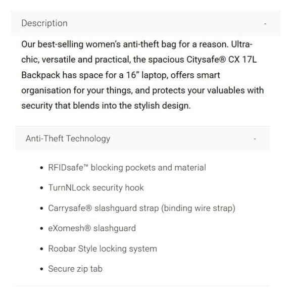 NWOT Pacsafe CX Anti-Theft Backpack in Black & Pink - Picture 8 of 11